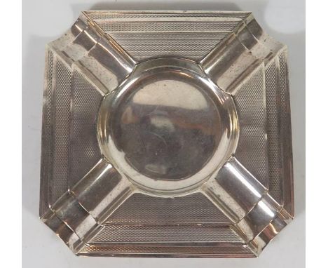 A Graduated Set of Three Silver Ashtrays with engine turned decoration, Sheffield 1934, 1945 and 1967, Mappin &amp; Webb 