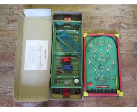 A Socca-Ball Table Football Game Boxed and A Pin Football Bagatelle Game 