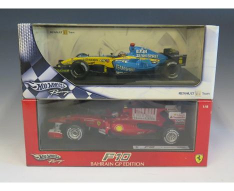 Two Hot Wheels Formula 1 Scale Model Cars 1/18 Boxed 