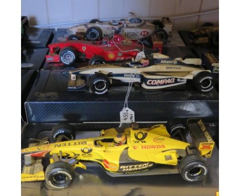 Four Hot Wheels Formula 1 Scale Models 1/18 Boxed. Faults 