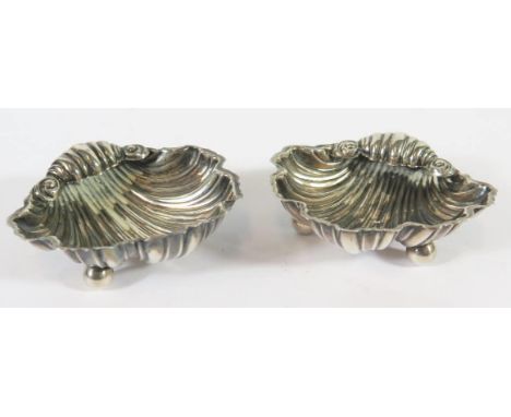 A Pair of Edward VII Silver Scallop Shape Salts, Chester 1904, J &amp; R Griffin, 16g 