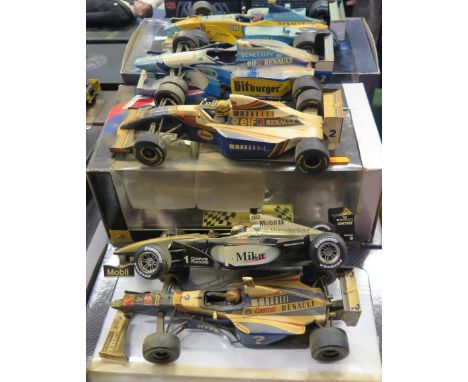 Five Formula 1 Scale Model Cars Boxed. Faults and boxes may not be correct. 