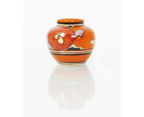 'Sliced Fruit' a Clarice Cliff miniature vase, shape no.177, painted in colours printed factory mark, 6cm. high  