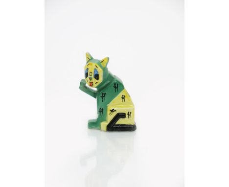 The Lucky Futurist Cat a figural vase designed by Louis Wain, painted in colours with black Meow Meow notes, facsimile signat