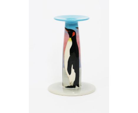 'Penguin' a Dennis Chinaworks candlestick designed by Sally Tuffin, dated 2006, numbered 1, painted in colours printed and pa