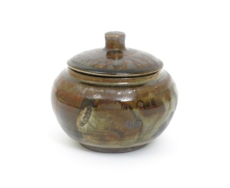 •Bernard Leach (1887-1979)  a Leach Pottery stoneware vase and cover, covered in a Hare's fur glaze impressed seal marks, 13c