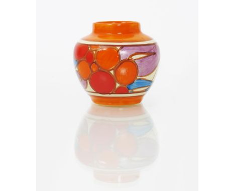 'Berries' a Clarice Cliff Fantasque Bizarre miniature vase, shape no.177, painted in colours printed factory mark, 6cm. high 