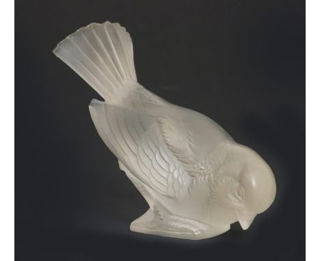 'Moineau' No.1450 a Rene Lalique frosted glass table figure, etched R Lalique no.1450 to base, minor nicks,   