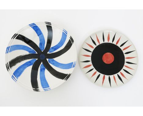 Terry Frost 'Trewellard Blue - variant' a Poole Pottery blank, painted in blue and black on a white ground, and a Terry Frost