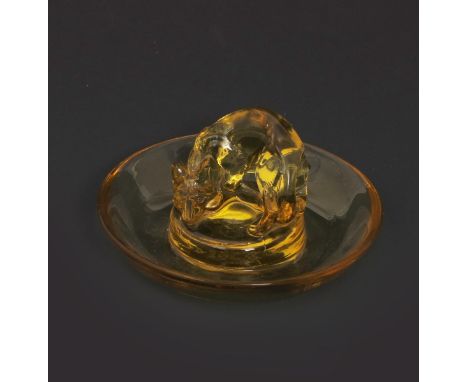 'Reynard' no.291 a Rene Lalique yellow glass pin tray, etched R Lalique 11cm. diam.  