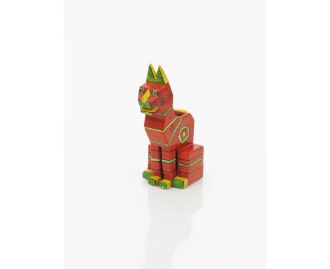 The Lucky Master  Cat a rare large figural vase by Louis Wain, painted in colours impressed facsimile signature, printed mark