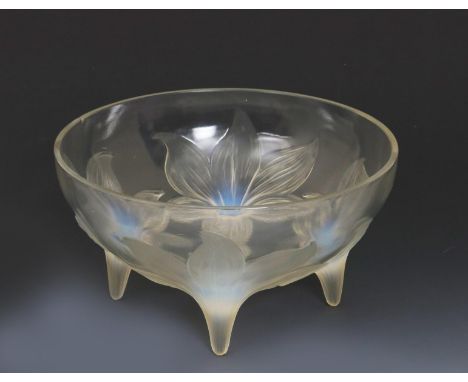 'Lys' No.382 a Lalique clear and opalescent glass footed bowl designed by Rene Lalique, wheel cup R Lalique France No. 382, s