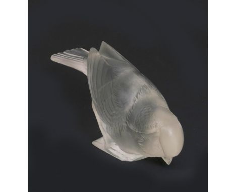 'Moineau - Timide' a Rene Lalique clear and frosted glass table figure etched R Lalique France 13.5cm. wide  