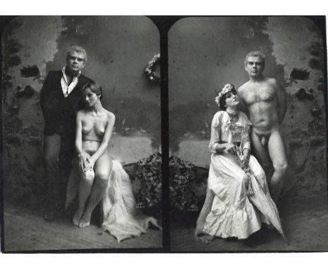 JAN SAUDEK (1935-), Double Portrait,gelatin silver print, c.1980, a couple, the left image with woman nude, the right image w