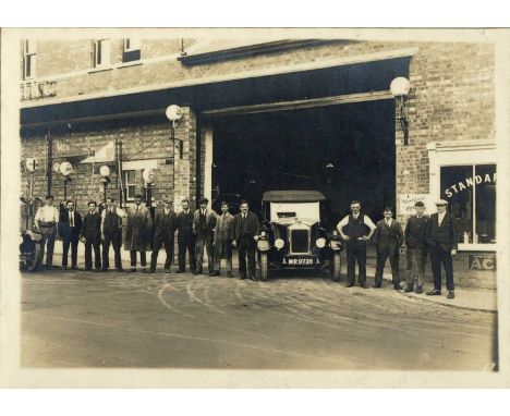 A Collection of Motor Engineering and Racing Photographs,a vintage toned gelatin silver print of Green's Garage Swindon, with