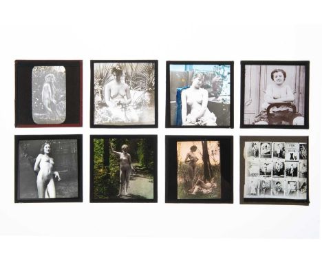 A Collection of Magic Lantern Slides, Nude Studies,eight lantern slides, four Victorian gelatin silver diapositives, c.1890, 