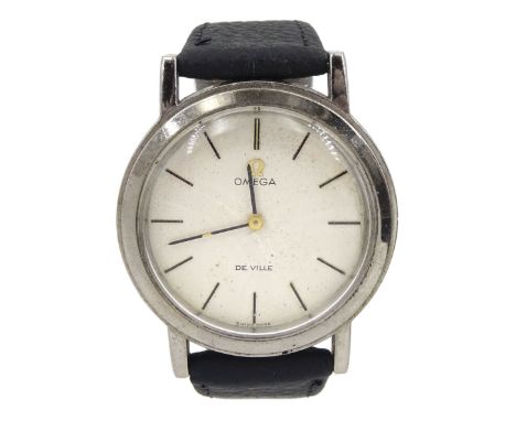 Omega De Ville manual wind gentleman's wristwatch, Cal. 620, serial No. 34222206, in stainless steel case by Omega, on black 