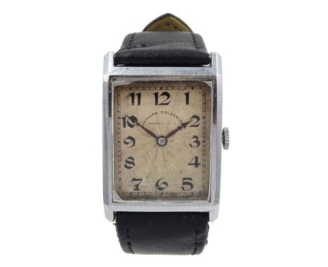 Rolex manual wind gentleman's 15 jewels rectangular wristwatch, retailed by Northern Goldsmiths, Newcastle, in stainless stee