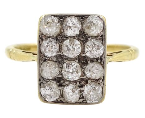 Art Deco gold pave set diamond panel ring, stamped 18ct, total diamond weight approx 0.70 caratCondition Report:Approx 2.85gm