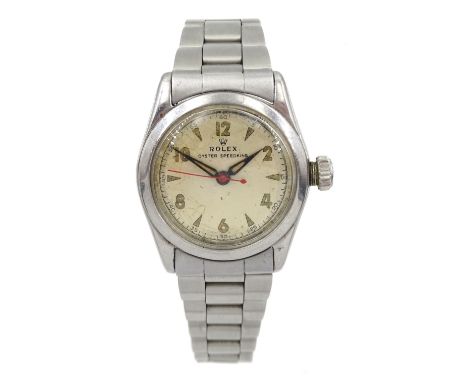 Rolex Oyster Speedking bracelet wristwatch, 17 jewels manual wind 'Patented Superbalance' movement, Ref. 4220, on original st