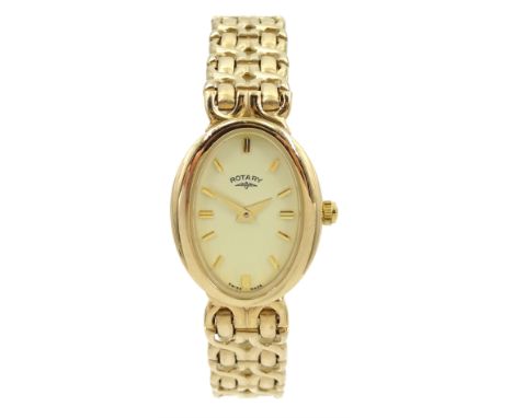 Rotary 9ct gold ladies oval bracelet wristwatch, Birmingham 1996, boxedCondition Report:Approx 21.45gm including movement, br