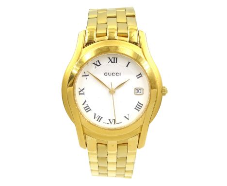Gucci gentleman's gold-plated and stainless steel wristwatch, model No. 5400M, serial No. 0025786, boxedCondition Report:Move