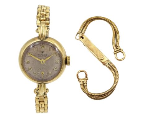 Rolex Precision 9ct gold ladies manual wind wristwatch, case No. 165927, Chester 1951, on gilt strap, with additional 9ct gol