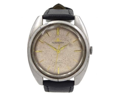 Jaeger-LeCoultre automatic gentleman's wristwatch, Cal. 880, movement No. 1499071, in a stainless steel case, on black leathe