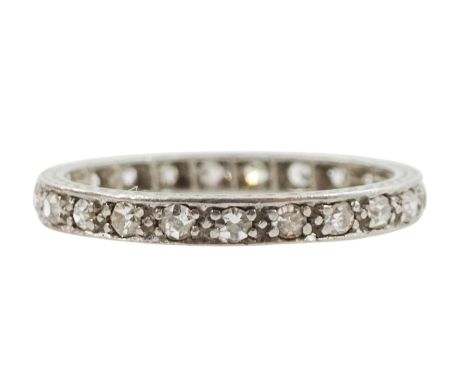 Early-mid 20th century platinum diamond full eternity ring, with engraved decoration sidesCondition Report:Approx 2.25gm, tes