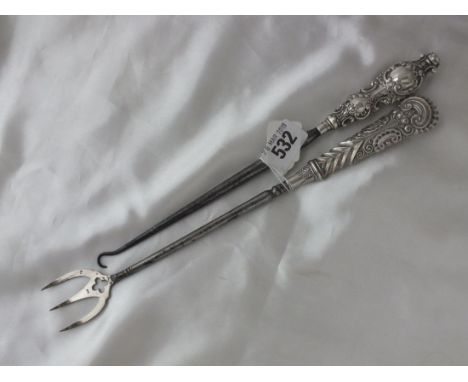 Mounted bread fork 12" long, also another     