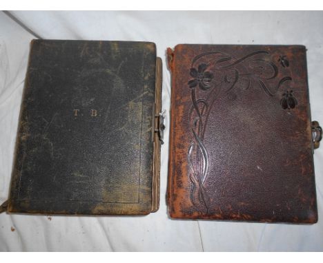 VICTORIAN CABINET PHOTO ALBUMS   2 late   Victorian leather bnd. albums of portrait photos   
