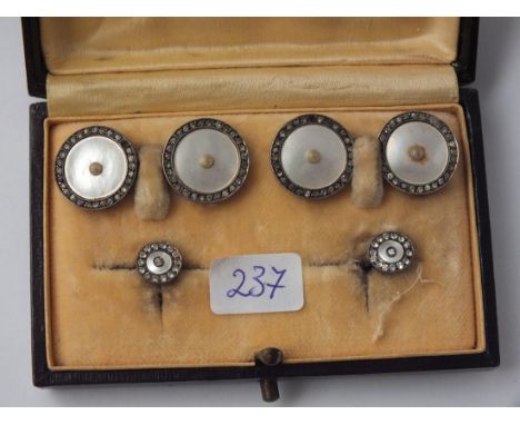 Boxed set of m.o.p &amp; paste silver cufflinks  and studs        