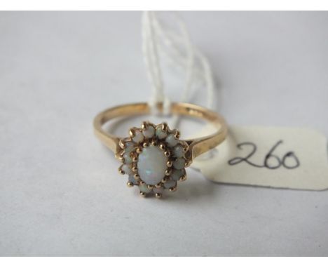 9ct opal cluster ring approx O     