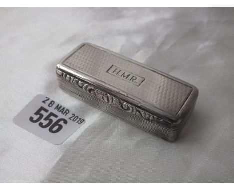 Georgian snuff box, engine turned sides, 2.5" long  B'ham 1844 by TL 56g.      