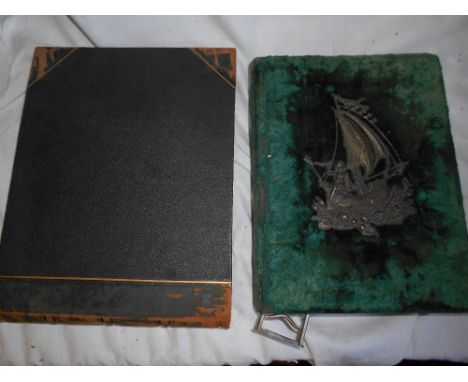 VICTORIAN CABINET PHOTO ALBUMS   2   albums of late Victorian  photos, 1 with portrait   photos bnd. in velvet with cold. lit