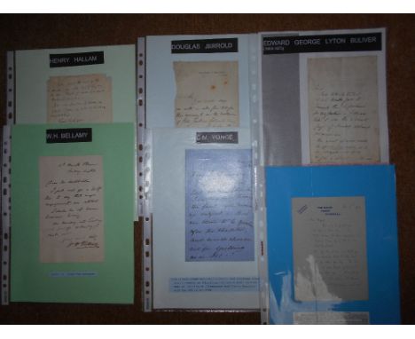LITERARY AUTOGRAPHED LETTERS  A.L.S.   from A. Quiller Couch, C. M. Yonge, Douglas   Jerrold &amp; 3 others (6)       