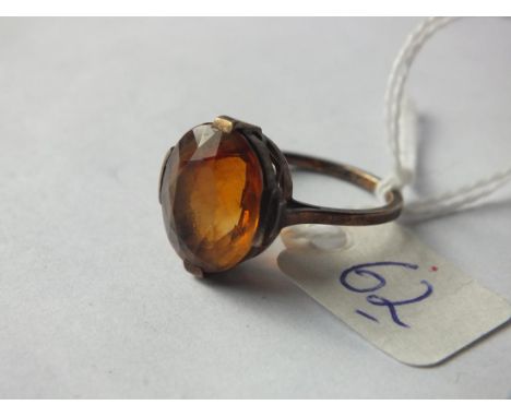 9ct orange stone set dress ring approx size O   