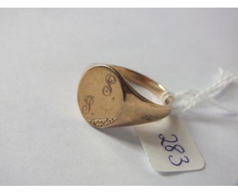 Heavy 9ct gents signet ring approx size Z  9.4g         
