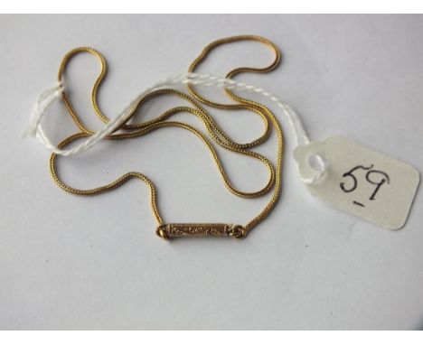 Victorian 15ct gold snake link neck chain   with engraved barrel clasp 1.9g     