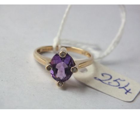 9ct amethyst ring approx size M     