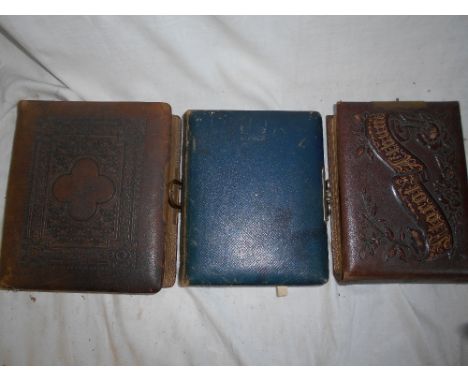 VICTORIAN CABINET PHOTO ALBUMS   3 late   Victorian leather bnd. albums of portrait photos   