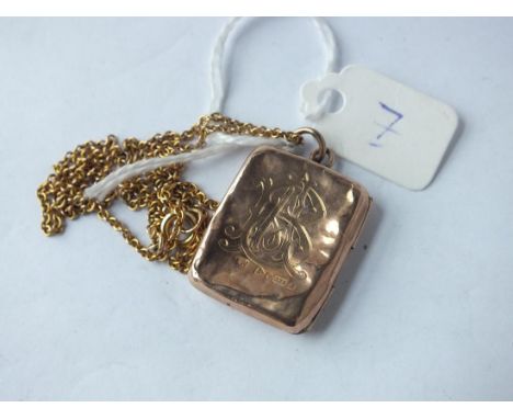 Rectangular gold back &amp; front locket on chain   