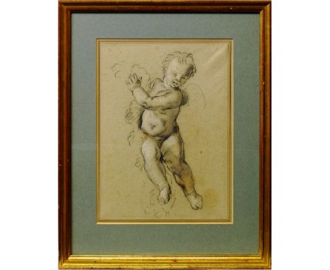 Roman School, 18th century- Study of an angel; black chalk with touches of white, 36.5x26.5cm 

Provenance: with P & D Conalg