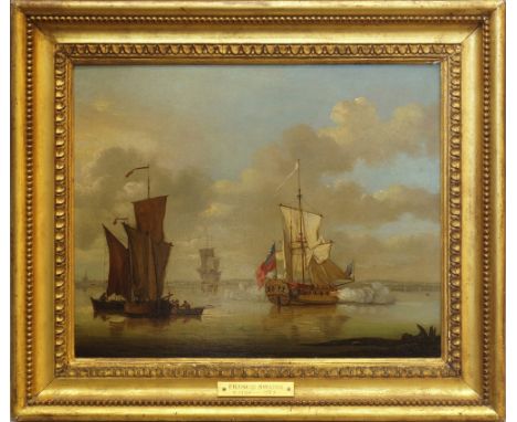 Francis Swaine, British c.1720-1782- Moored Shipping; oil on copper panel, signed and dated 1778, 20x24.7cm

 CONDITION REPOR