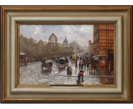 Attilio Pratella, Italian 1856-1949- "Via di Napoli"; oil on panel, signed, 22x34.8cm (may be subject to Droit de Suite) COND