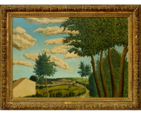 Andre Bauchant, French 1873-1958- "Le Village Charentais"; oil on canvas, signed and dated 1930, 71x100.5cm, (may be subject 