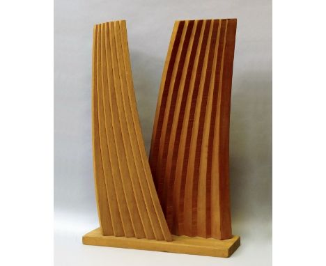 Brian Willsher, British 1930-2010- "Braz Mark"; wooden sculpture, signed and titled to underside of base, height 80.5cm, (may