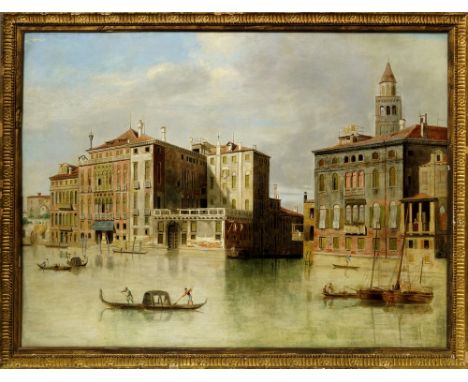 British School, late 19th century- Grand Canal, Venice; oils on canvas, a pair, in matching gilt composition frames, ea. 74x9