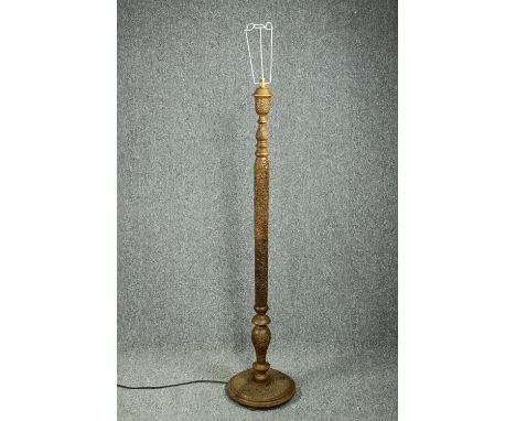 Lamp standard, carved Eastern hardwood. H.150cm. 
