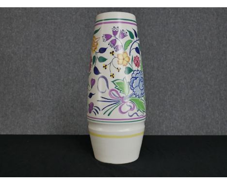 Poole pottery vase. With a hand painted Truda Carter design. Circa 1930. H.41 x W.12 cm. 